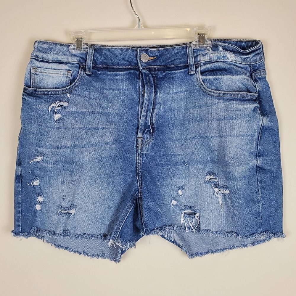 Ms. Cello Button Fly Distressed Cut Jean Shorts 2x